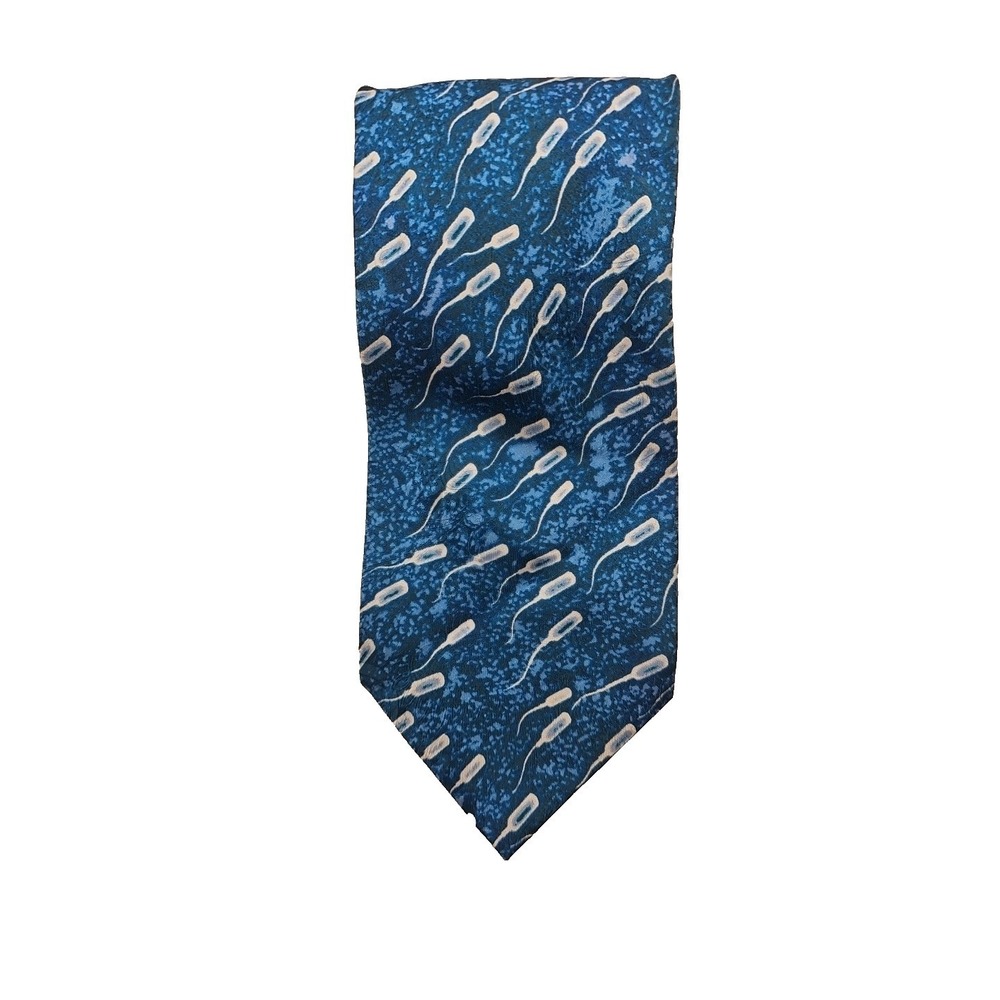 RaRe! ABSOLUT "DAD" Mens Tie Blue SPERM‎ Geometric NOVELTY